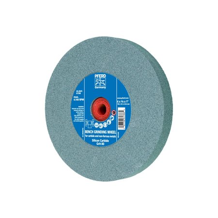 PFERD 6" x 3/4" Vitrified Bench Wheel - 1" A.H., Silicon Carbide, 80 Grit 61786